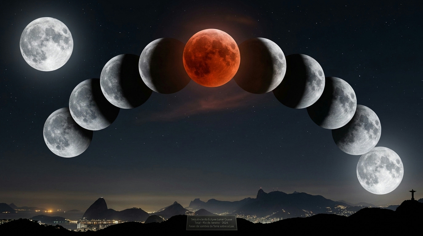 Eclipse Lunar Quase Total Ilumina Céu do Rio de Janeiro nesta Madrugada Eclipse Lunar Quase Total Ilumina Céu do Rio de Janeiro nesta Madrugada
