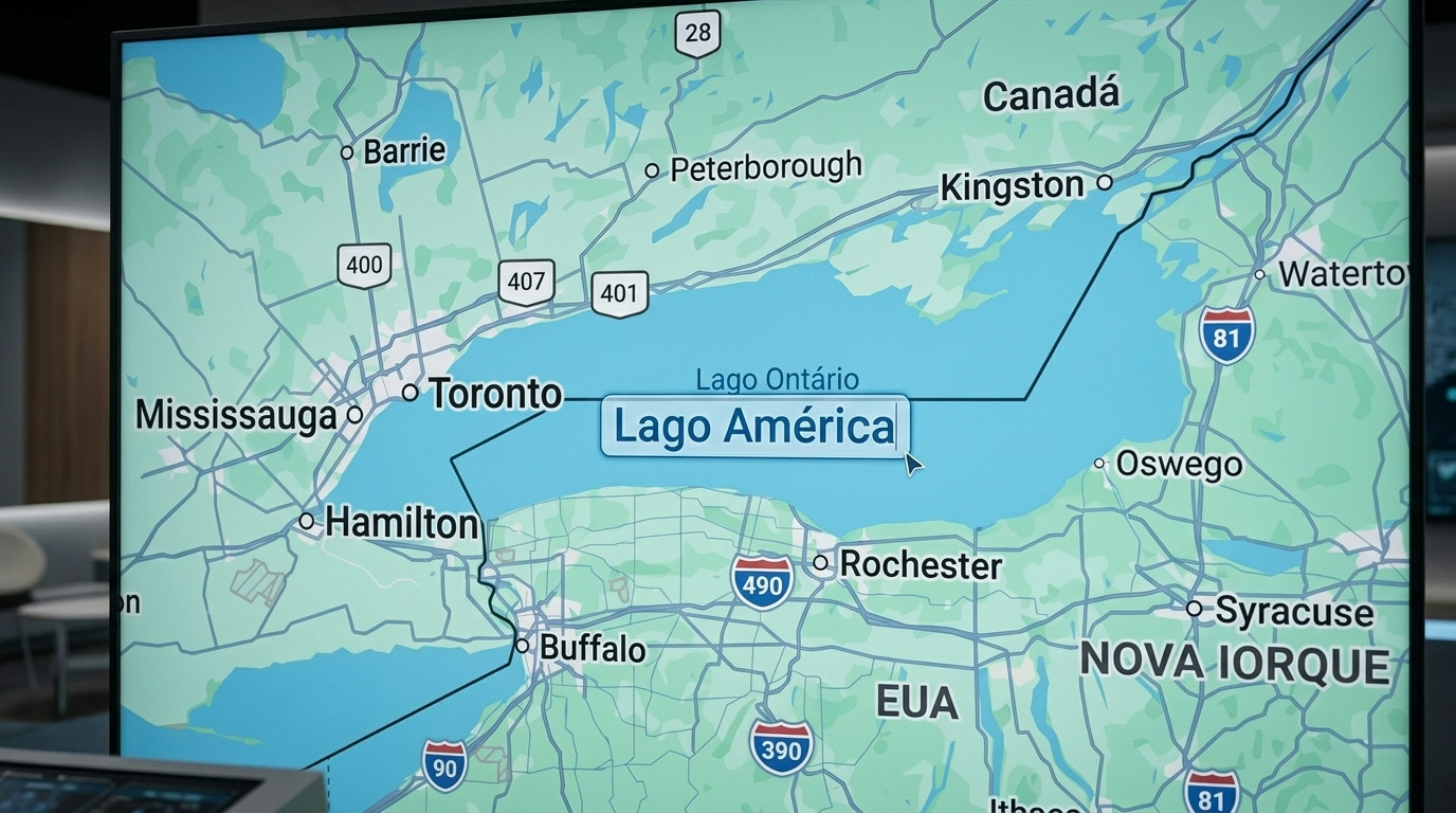 Tensão Eua-canadá: Google Maps adota 'Lago América' por decreto de Trump Tensão Eua-canadá: Google Maps adota 'Lago América' por decreto de Trump