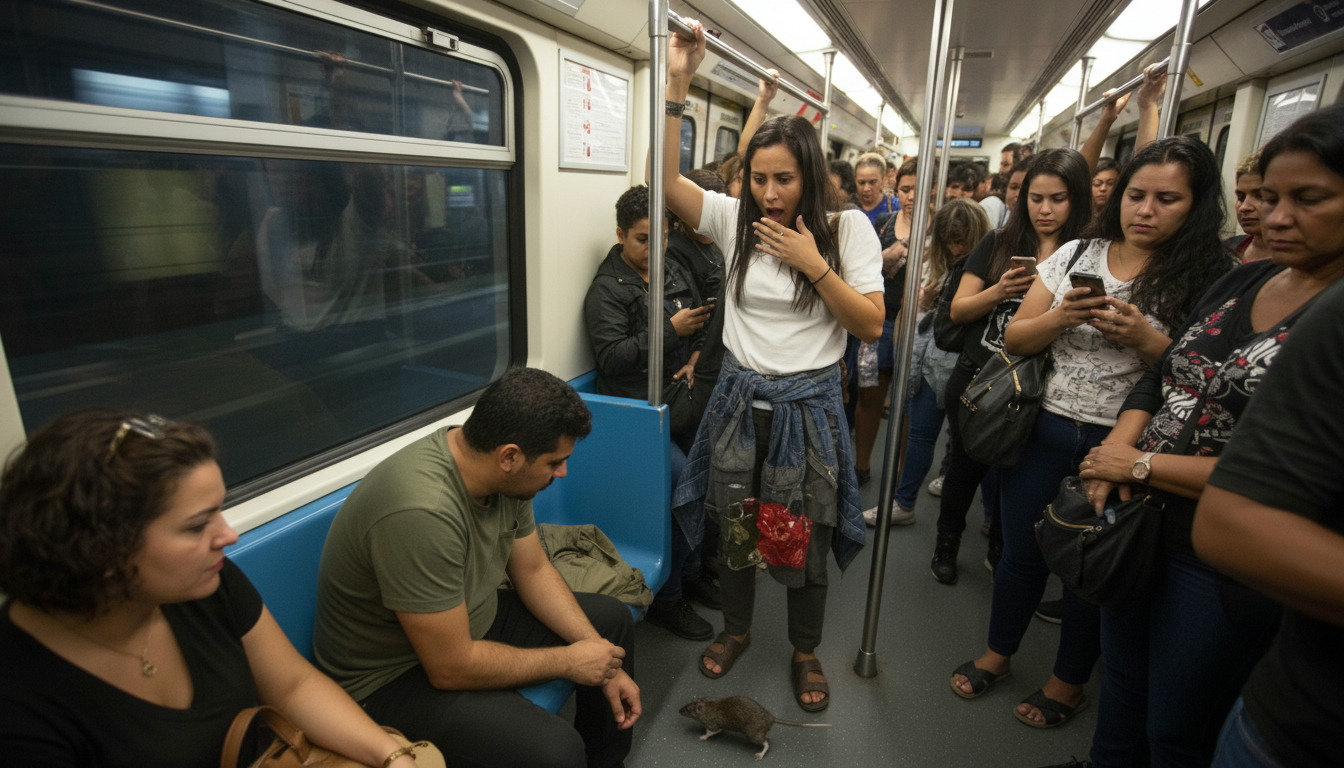 Rato causa pânico em vagão feminino do Metrôrio e vídeo viraliza nas redes