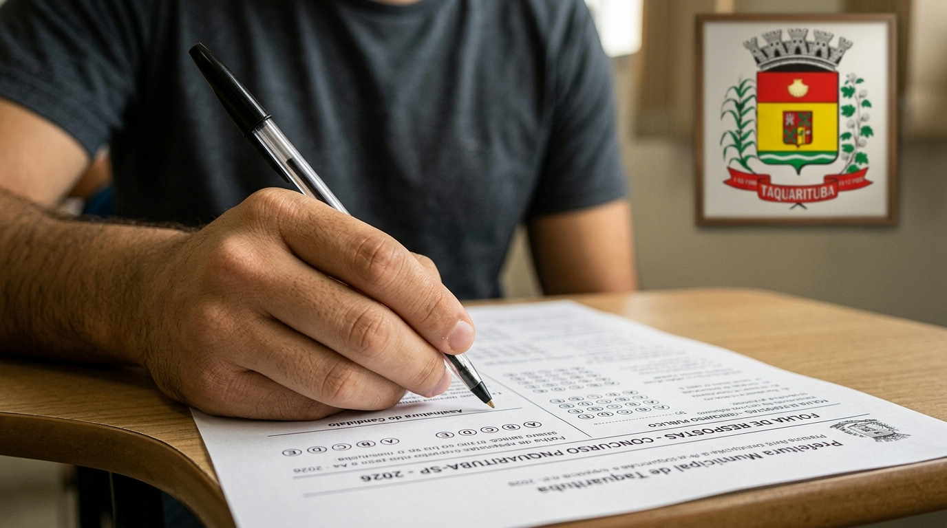 Inscrições para concurso de Taquarituba-SP em agosto de 2026 com salários de até R$ 22,5 mil. Inscrições para concurso de Taquarituba-SP em agosto de 2026 com salários de até R$ 22,5 mil.