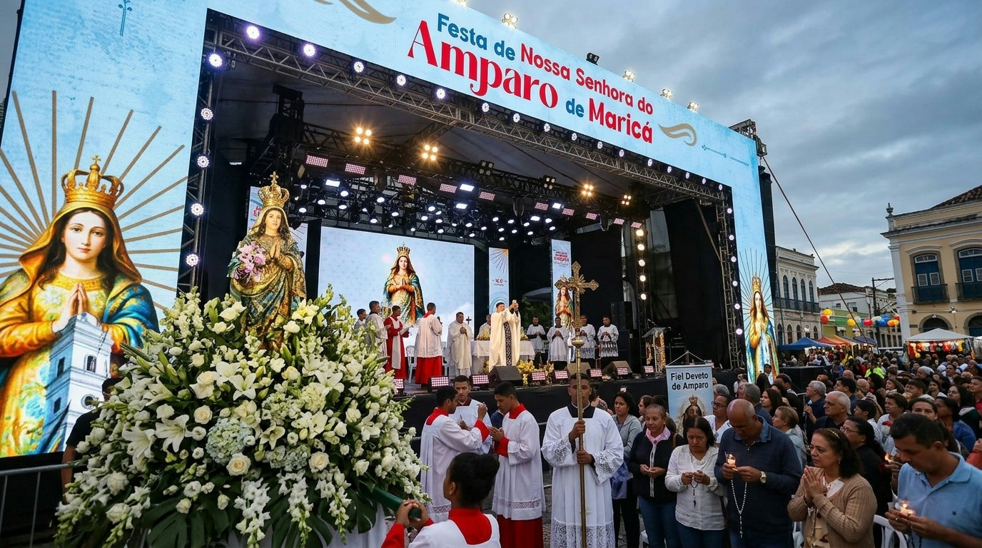Maricá celebra Nossa Senhora do Amparo com programação religiosa e segurança reforçada Maricá celebra Nossa Senhora do Amparo com programação religiosa e segurança reforçada