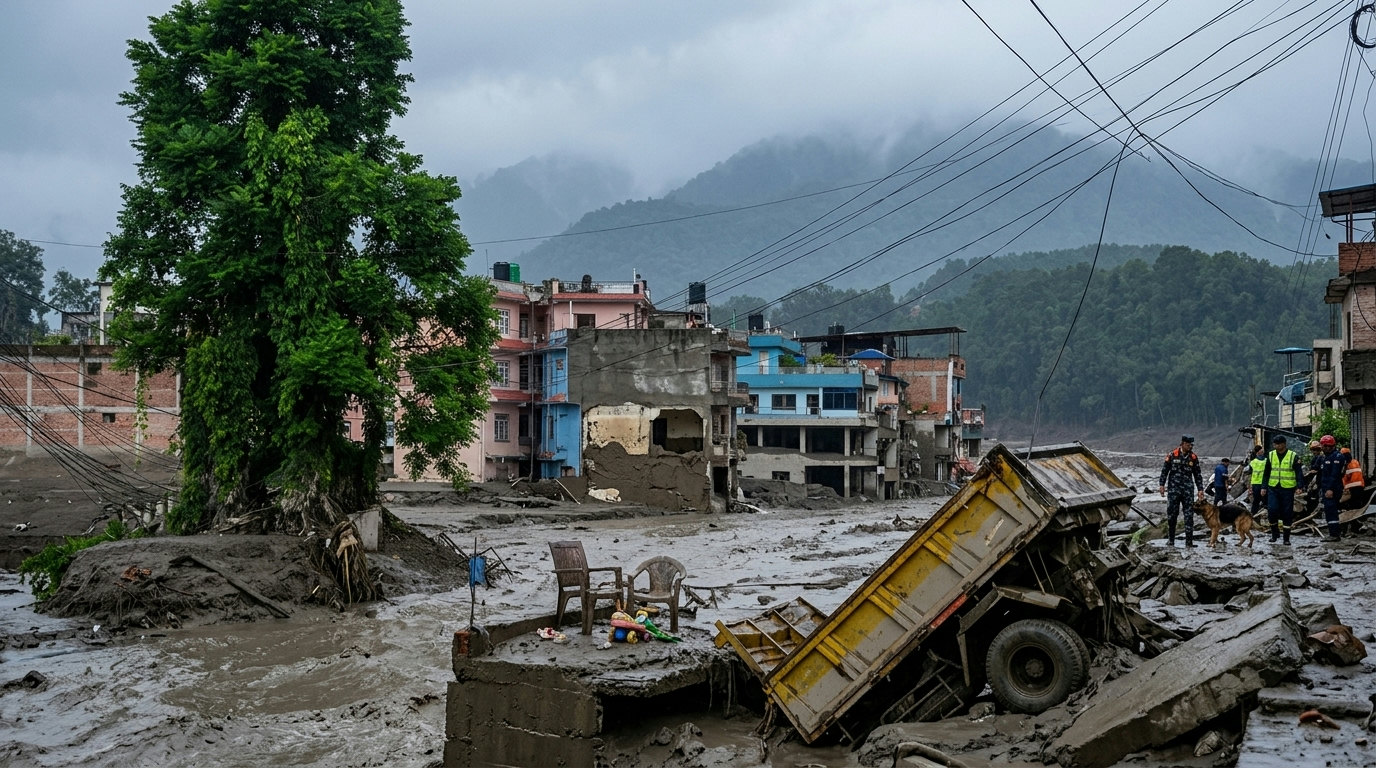 Enchentes devastam Nepal e China; buscas por centenas de desaparecidos se intensificam Enchentes devastam Nepal e China; buscas por centenas de desaparecidos se intensificam