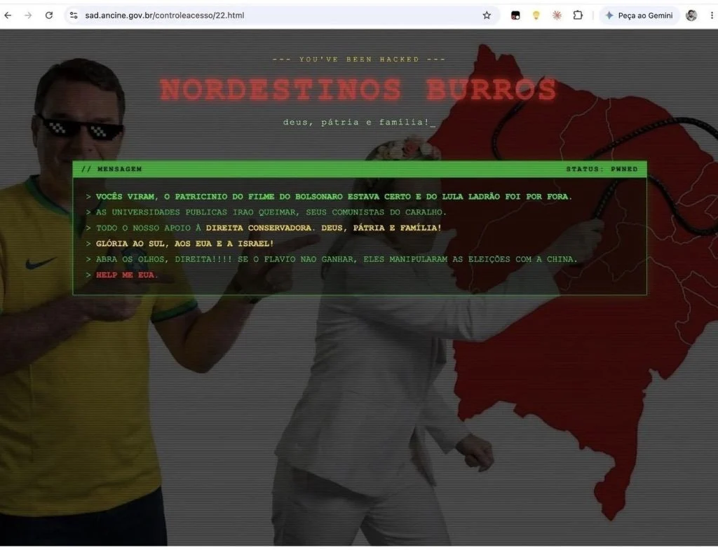 Site da Ancine sofre ataque hacker com mensagens de cunho político e ofensas Site da Ancine sofre ataque hacker com mensagens de cunho político e ofensas