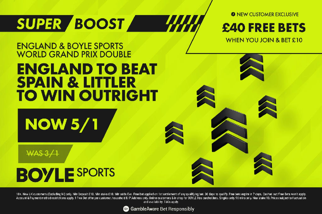 Boylesports offers enhanced odds for England victory and Luke Littler darts success​‌​