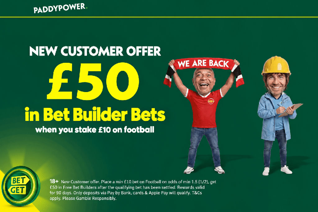 Paddy Power oferece 50 libras em apostas para novos clientes em jogos de futebol​‌​
